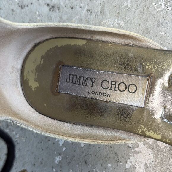 Jimmy Choo metallic and creamy white leather sandals - Picture 7 of 11